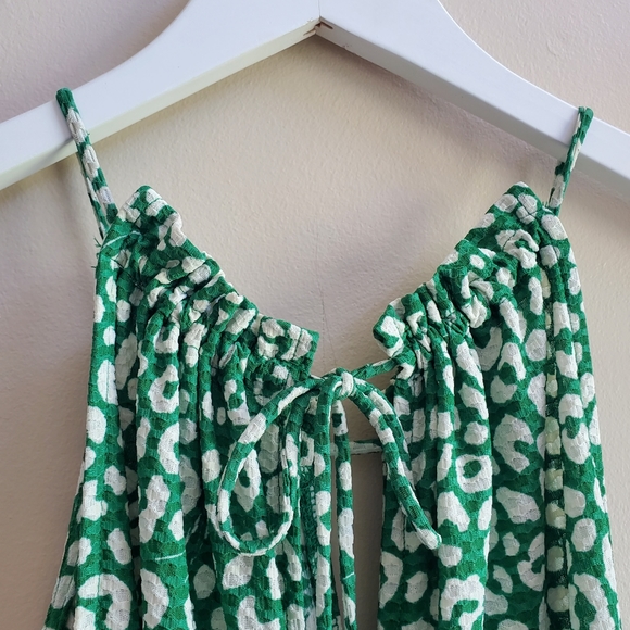 Michael Kors Green Sleeveless Keyhole Halter Style Geometric Print Romper - Picture 10 of 15